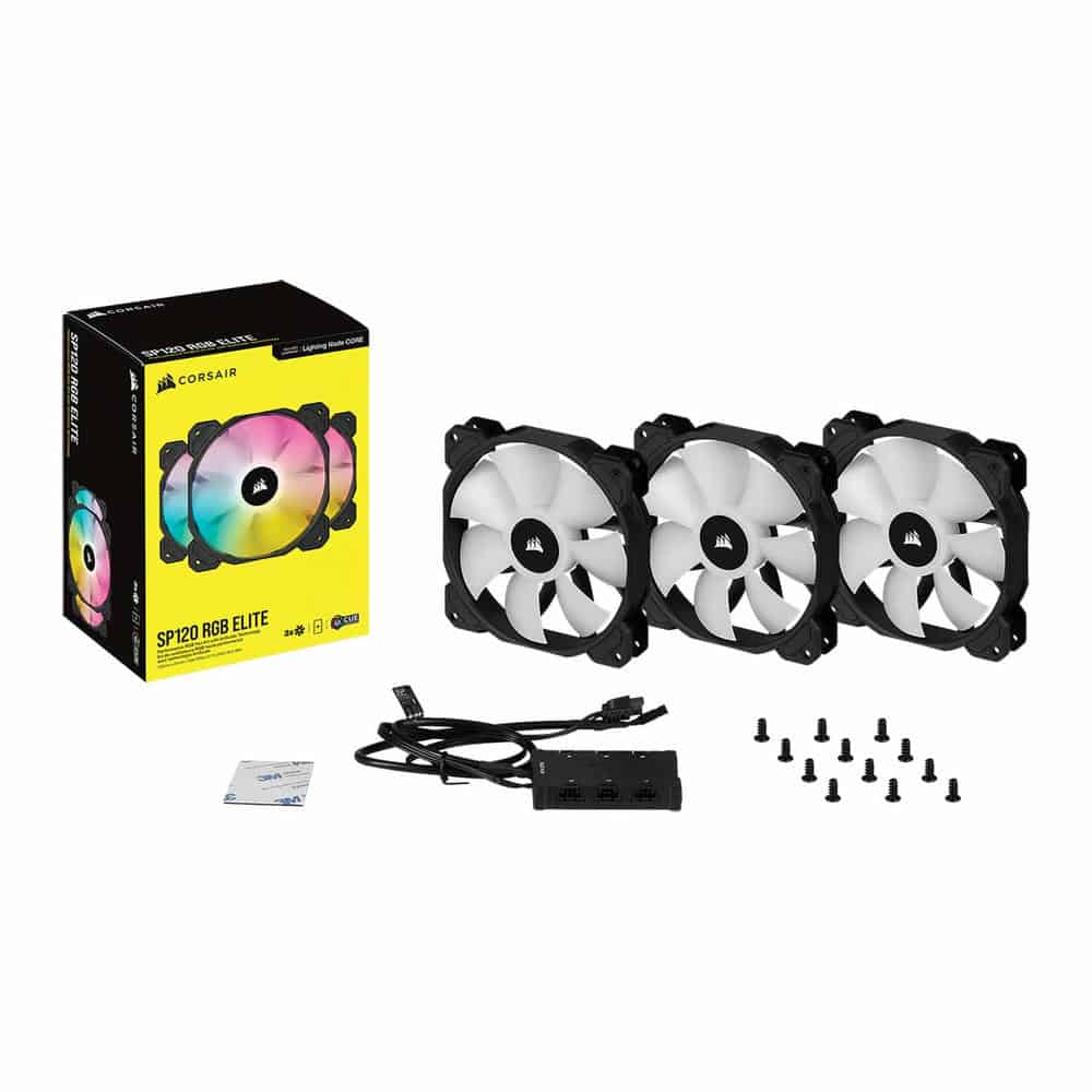 (image for) Corsair iCUE SP120 RGB ELITE Triple 120mm PWM Fan Expansion Pack with Lighting Node CORE